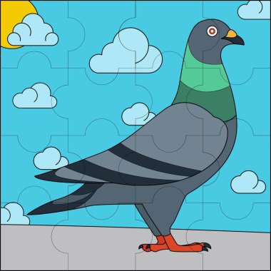 Çocuk bulmaca çizimi için uygun güzel güvercin