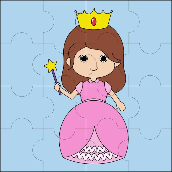 Belle Princesse Adaptée Illustration Vectorielle Puzzle Pour Enfants — Image vectorielle