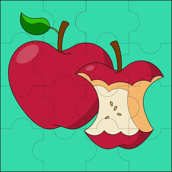 Apple Suitable Children Puzzle Vector Illustration —  Vetores de Stock