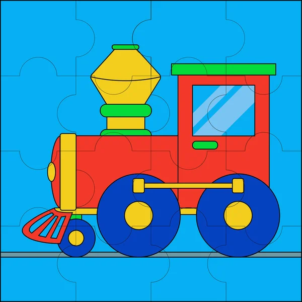 Toy Train Suitable Children Puzzle Vector Illustration — Stock Vector