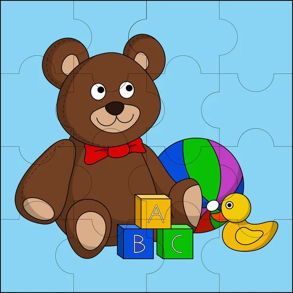 Collection Toys Suitable Children Puzzle Vector Illustration — Stockový vektor