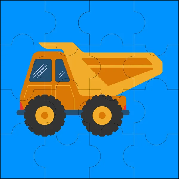 Truck Construction Suitable Children Puzzle Vector Illustration — Stok Vektör