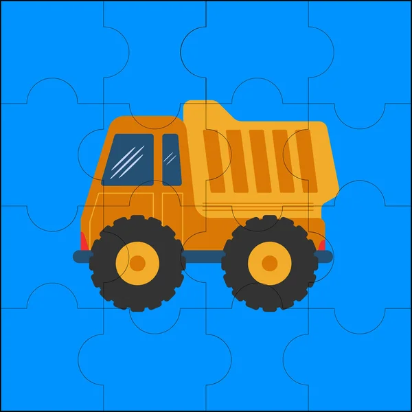 Κατασκευή Φορτηγών Κατάλληλη Για Την Εικονογράφηση Φορέα Παζλ Των Παιδιών — Διανυσματικό Αρχείο
