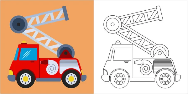 Feuerwehrauto Oder Feuerwehrauto Geeignet Für Kinder Malvorlagen Vektor Illustration — Stockvektor