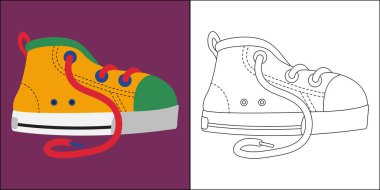 Çocukların boyama sayfası çizimleri için uygun şirin çocuk ayakkabıları