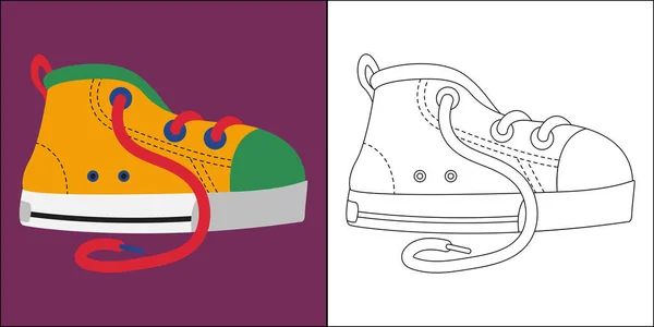 Lindos Zapatos Para Niños Adecuados Para Colorear Ilustración Vectores Página — Vector de stock