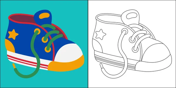 Lindos Zapatos Para Niños Adecuados Para Colorear Ilustración Vectores Página — Vector de stock