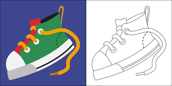 Lindos Zapatos Para Niños Adecuados Para Colorear Ilustración Vectores Página — Vector de stock