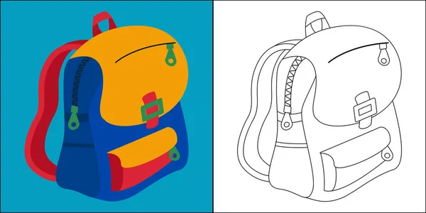 Backpack Suitable Children Coloring Page Vector Illustration — Stockvector