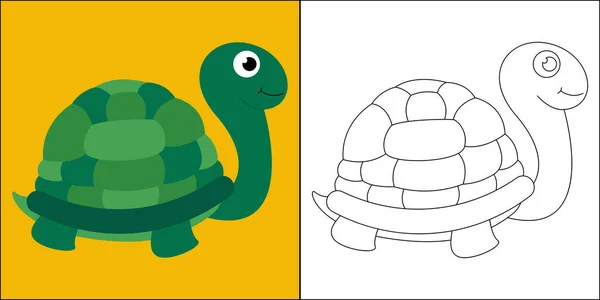 Turtle Suitable Children Coloring Page Vector Illustration — Stock Vector