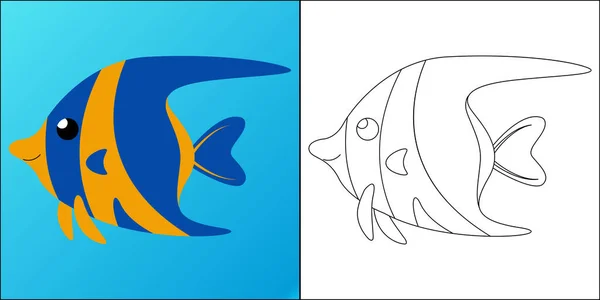 Соленая Рыба Подходит Векторной Иллюстрации Детской Раскраски — стоковый вектор