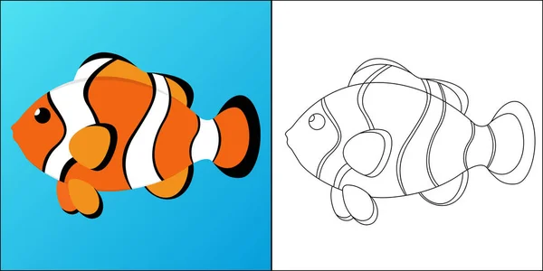 Clownfish Adatto Bambini Colorare Pagina Vettoriale Illustrazione — Vettoriale Stock