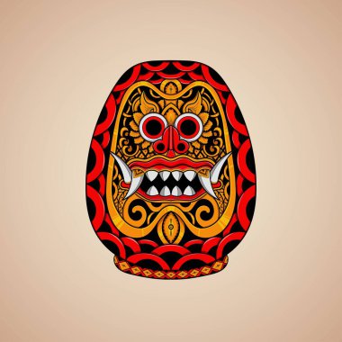 Balili barong daruma vektör illüstrasyonu