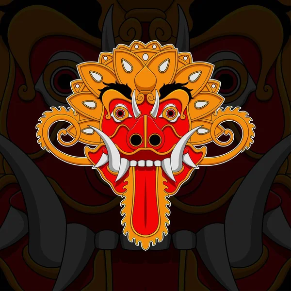 Balinese Barong Mask Vector Illustration — 스톡 벡터