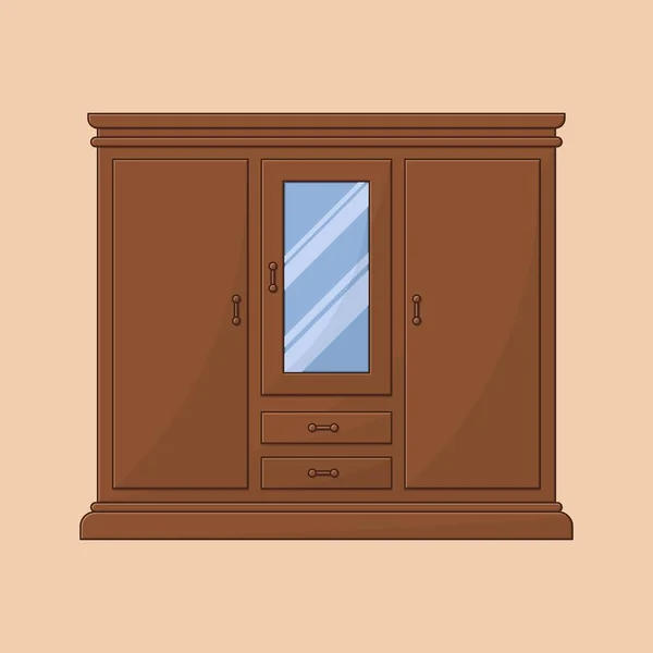 Teak Wood Wardrobe Design Vector Illustration — Stock Vector