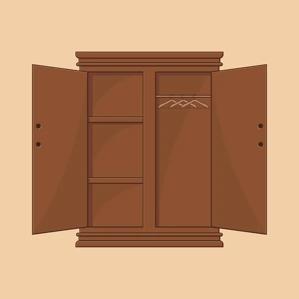 Teakholz Kleiderschrank Vektor Illustration — Stockvektor