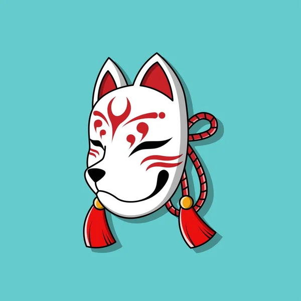 Japanese Kitsune Mask Vector Illustration Eps — 스톡 벡터