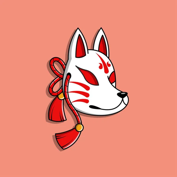 Máscara Japonesa Kitsune Ilustração Vetorial Eps — Vetor de Stock