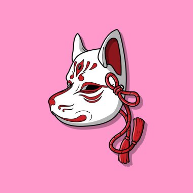Japon kitsune maskesi, Vektör illüstrasyon bölüm 10.