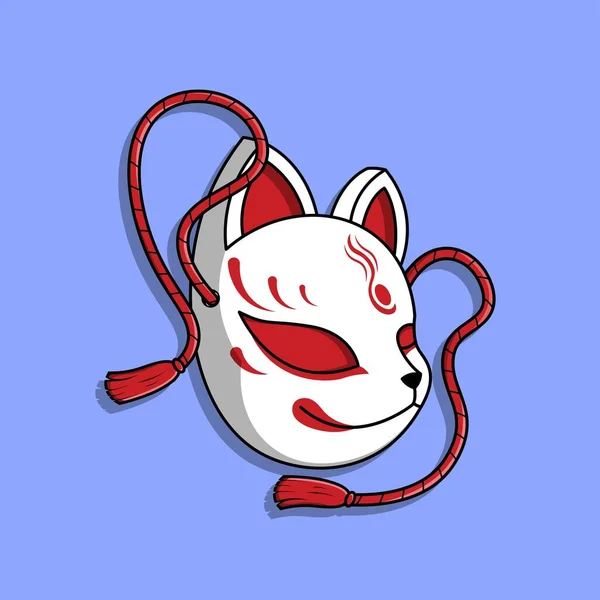 Maschera Kitsune Giapponese Illustrazione Vettoriale Eps — Vettoriale Stock