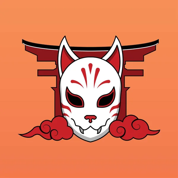 Maschera Kitsune Giapponese Illustrazione Vettoriale Eps Grafiche Vettoriali
