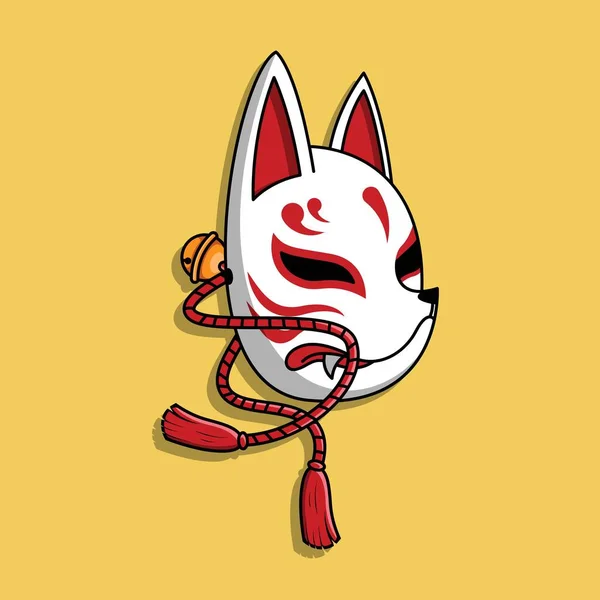 Japanese Kitsune Mask Vector Illustration Eps — Stock Vector