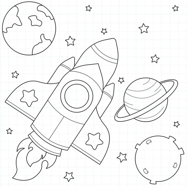 Rocket Space Suitable Children Coloring Page Vector Illustration Vettoriali Stock Royalty Free