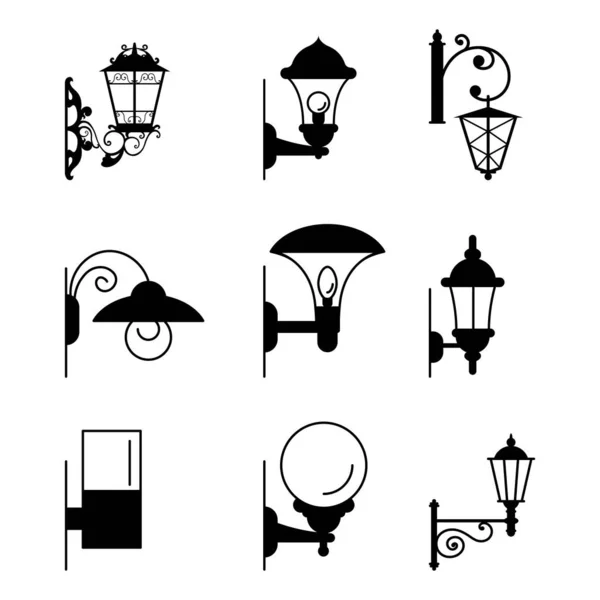 Garden Lamp Icon Set Vector Illustration Eps — Vettoriale Stock