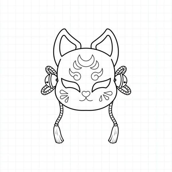 Japanische Kitsune Maske Malseite Vektorillustration Eps — Stockvektor