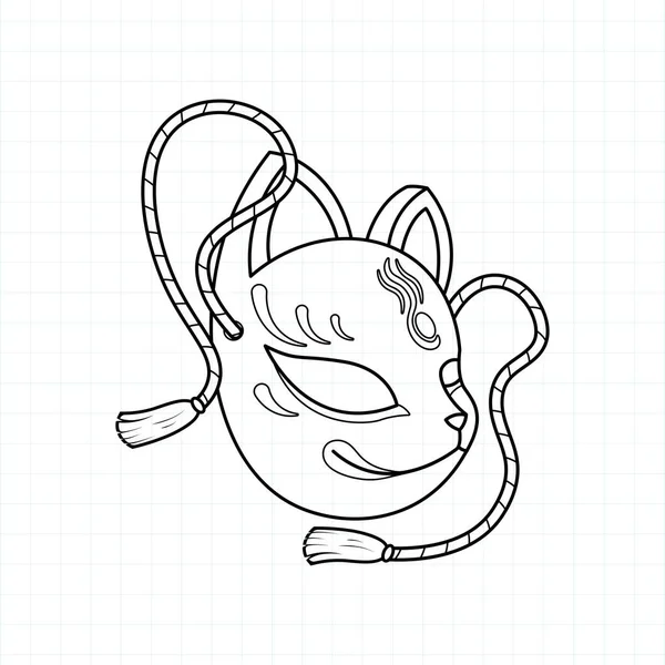 Japanska Kitsune Mask Färg Sida Vector Illustration Eps — Stock vektor