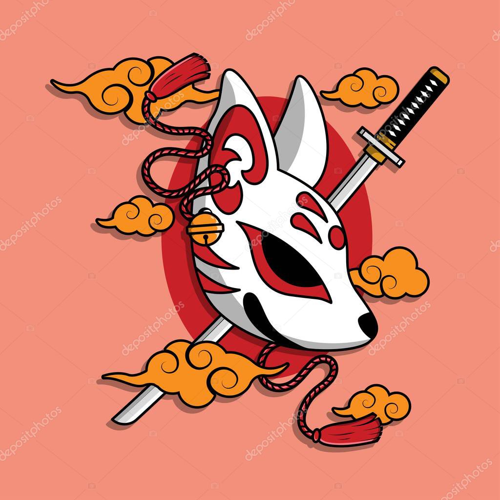 Japanese kitsune mask, Vector illustration eps.10