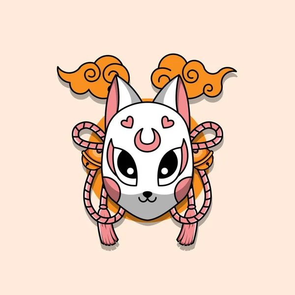 Cute Japanese Kitsune Mask Vector Illustration Eps — Wektor stockowy