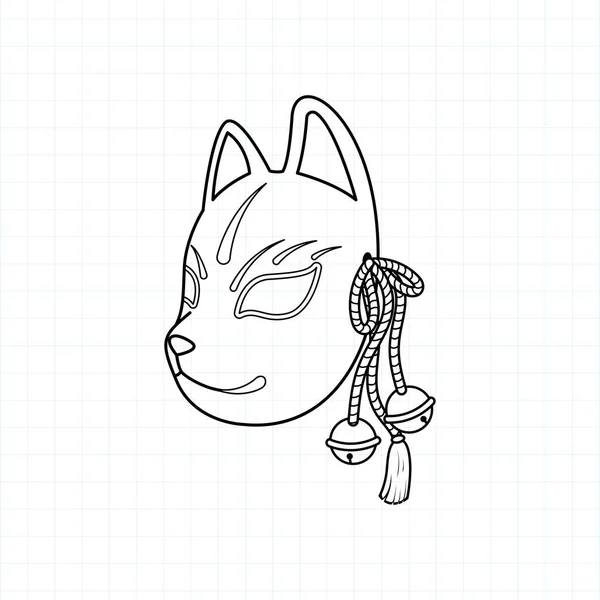 Japanische Kitsune Maske Malseite Vektorillustration Eps — Stockvektor