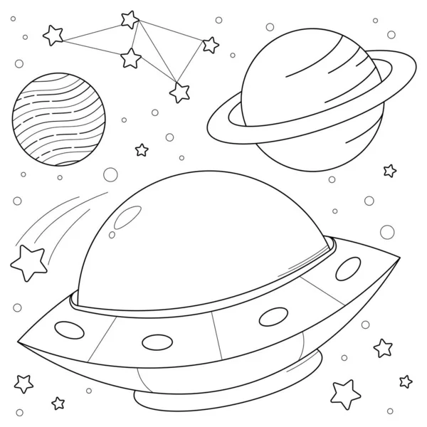 Ufo Outer Space Suitable Children Coloring Page Vector Illustration Vettoriali Stock Royalty Free