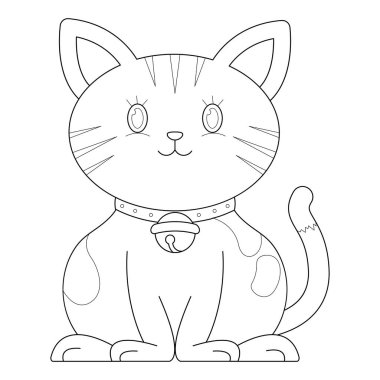 Cute cat suitable for children's coloring page vector illustration