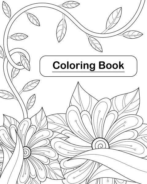 Beautiful Flowers Suitable Coloring Book Vector Illustration — ストックベクタ
