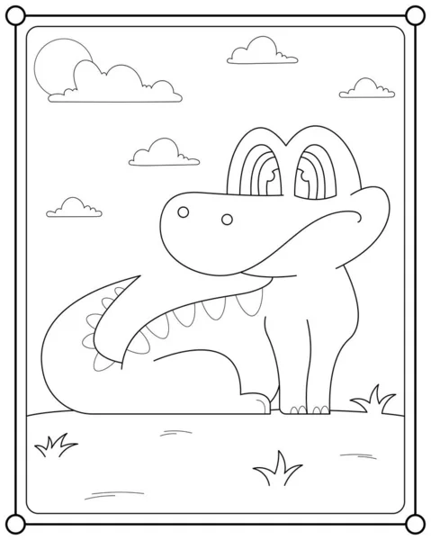 Dinosauro Carino Adatto Illustrazione Vettoriale Della Pagina Colorare Bambini — Vettoriale Stock