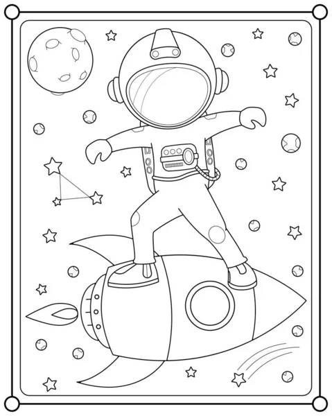 Astronaut Rocket Space Suitable Children Coloring Page Vector Illustration Vettoriali Stock Royalty Free
