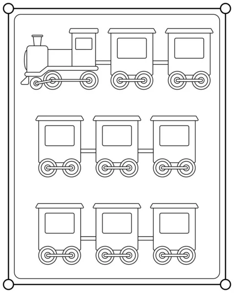 Lindo Tren Adecuado Para Niños Para Colorear Página Vector Ilustración — Vector de stock