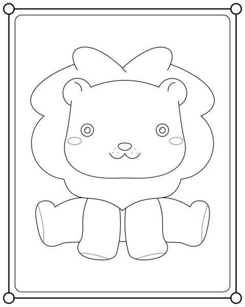 适用于儿童着色页矢量插图的可爱狮子 — 图库矢量图片