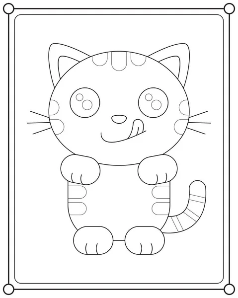 Cute Cat Suitable Children Coloring Page Vector Illustration — Vector de stock