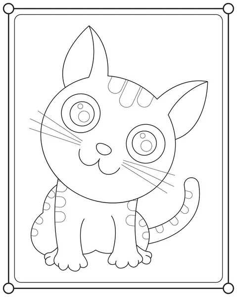 Cute Cat Suitable Children Coloring Page Vector Illustration — Vetor de Stock