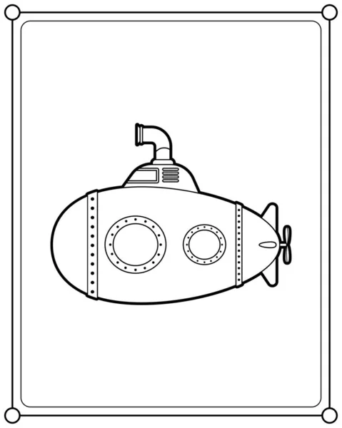 Submarine Suitable Children Coloring Page Vector Illustration — Stock Vector
