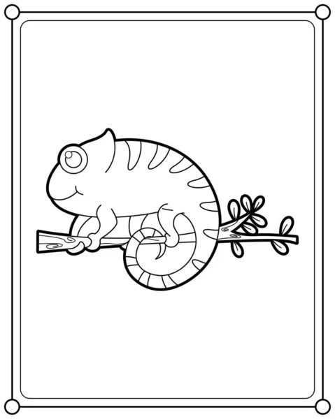 Chameleon Lizard Suitable Children Coloring Page Vector Illustration — Stock Vector