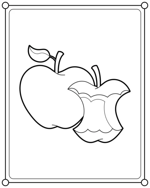 Apple Suitable Children Coloring Page Vector Illustration — Stock Vector