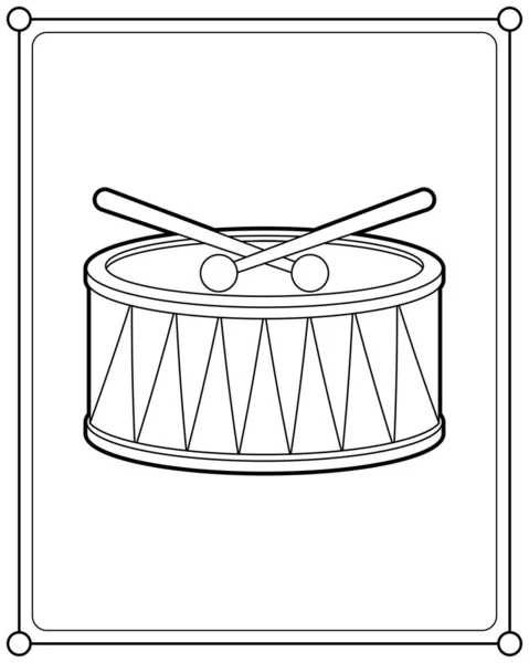 Toy Drums Suitable Children Coloring Page Vector Illustration — Stock Vector