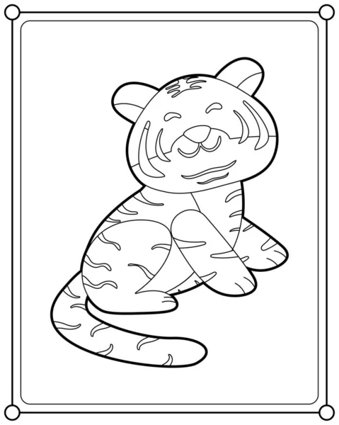 Cute Tiger Suitable Children Coloring Page Vector Illustration — Stok Vektör