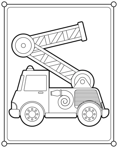 Feuerwehrauto Oder Feuerwehrauto Geeignet Für Kinder Malvorlagen Vektor Illustration — Stockvektor