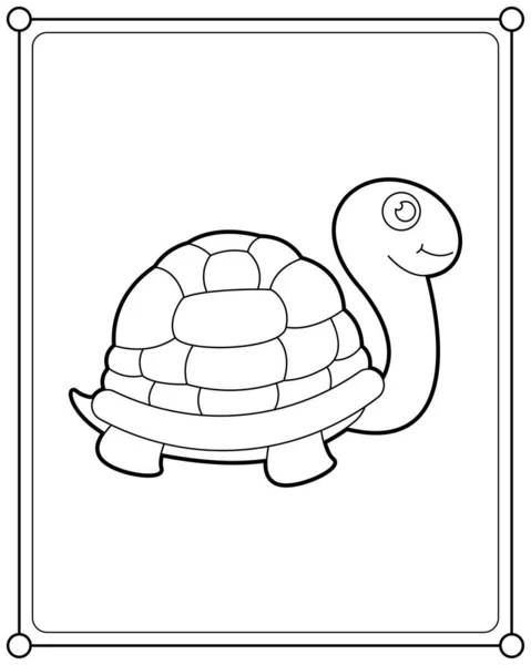 适用于儿童着色页矢量插图的海龟 — 图库矢量图片