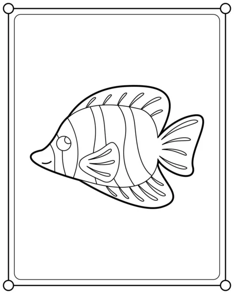 Peixes Água Salgada Adequados Para Ilustração Vetorial Página Coloração Infantil — Vetor de Stock